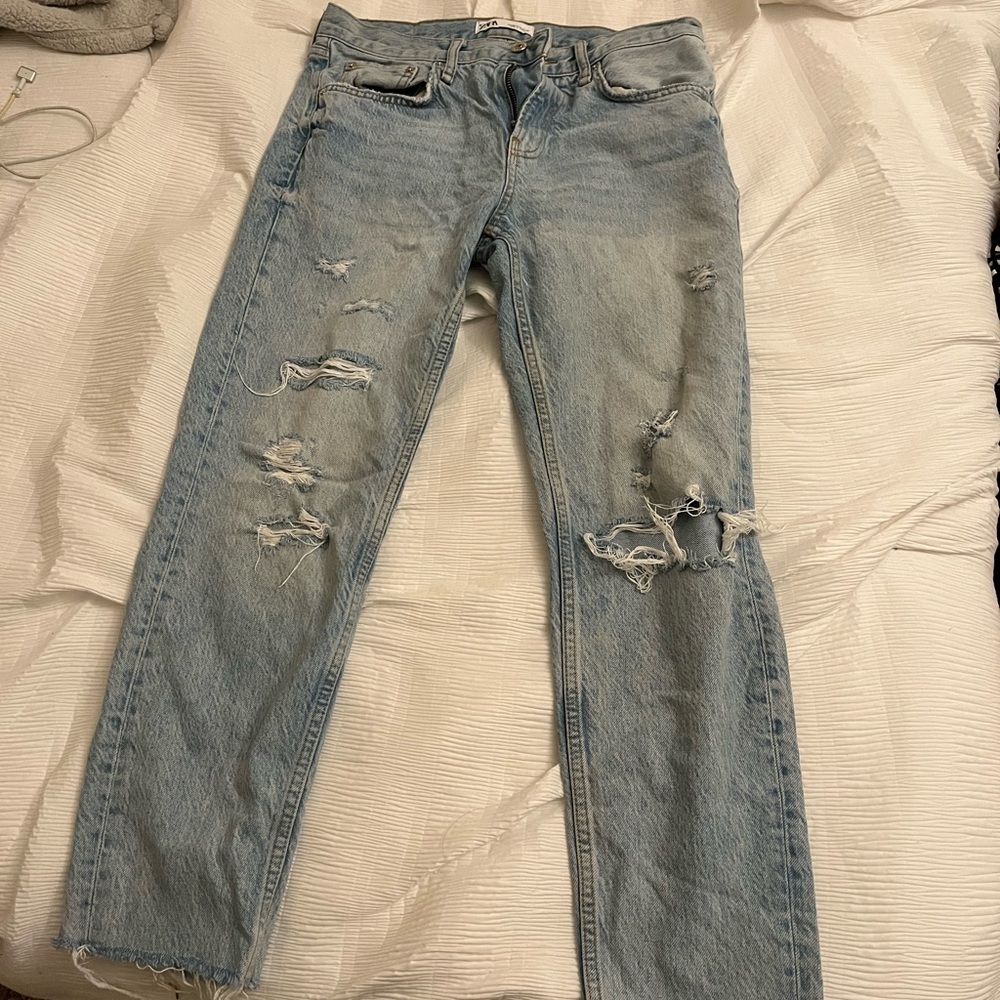 mid rise zara straight leg jeans